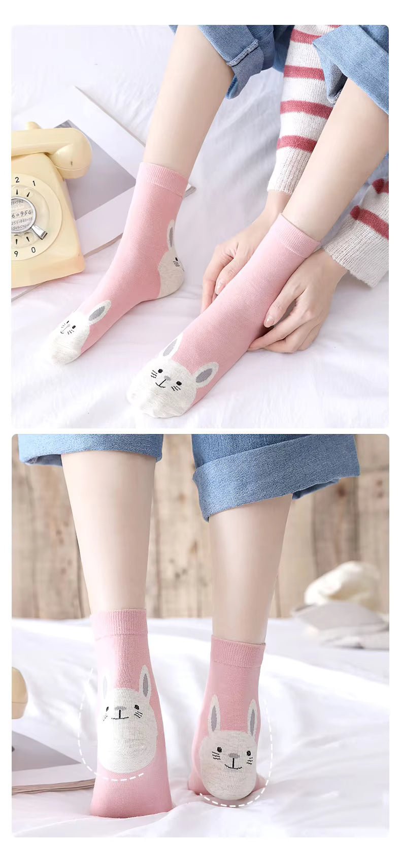 Socks Cartoon Rabbit Cute Funny Stockings for Girls